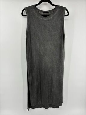 POL Washed Gray Sleeveless Midi Dress